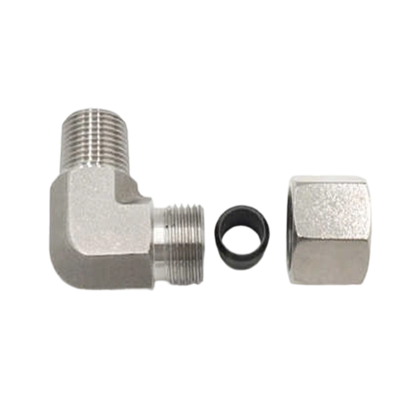 Conector de cotovelo macho hidráulico de aço inoxidável
