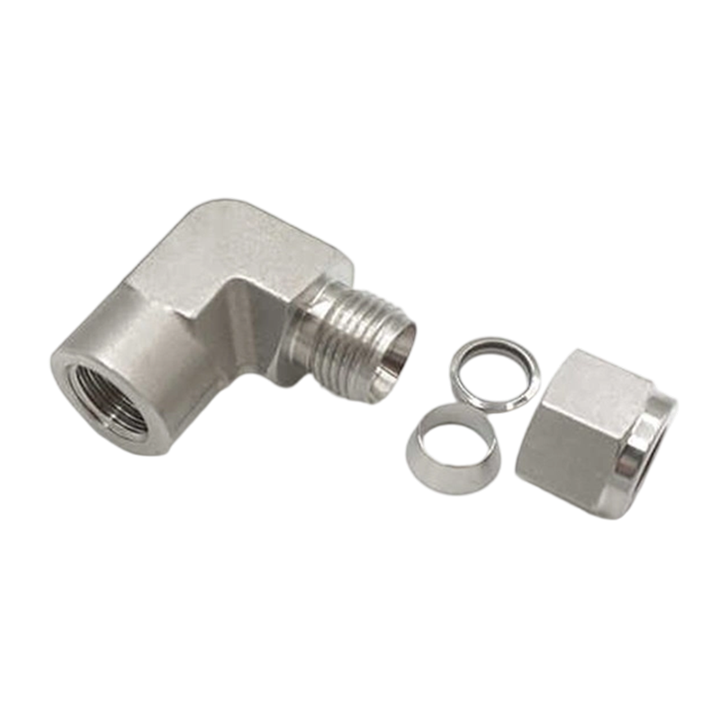 Acessórios para tubos de compressão de cotovelo fêmea de aço inoxidável