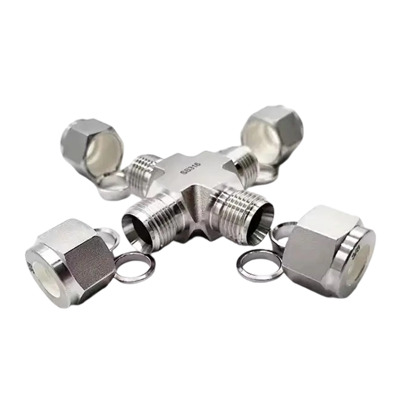 Acessórios para tubos de compressão de união cruzada de aço inoxidável